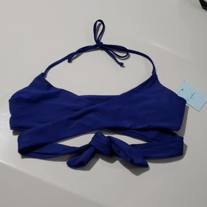 Cupshe NWT Royal Blue CrissCross Tie Bck Swim Top